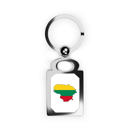 Personalized Rectangle Photo Keyring with Lithuania Flag Design - Perfect Gift for Travelers and Souvenir Lovers