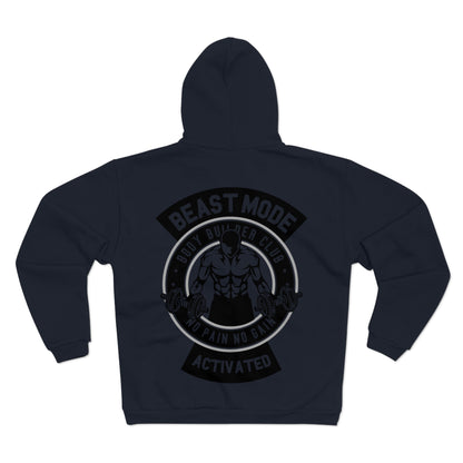 Beast Mode Unisex Hooded Zip Sweatshirt- Body Builder Club Motivation