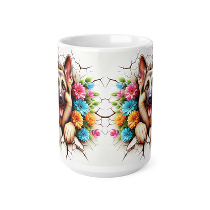 Cute Floral German Shepherd Coffee Mug - 11oz & 15oz