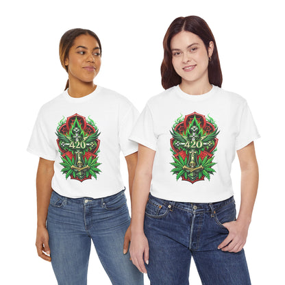420 Cannabis Shield T-Shirt – Marijuana Leaf Stoner Graphic Tee