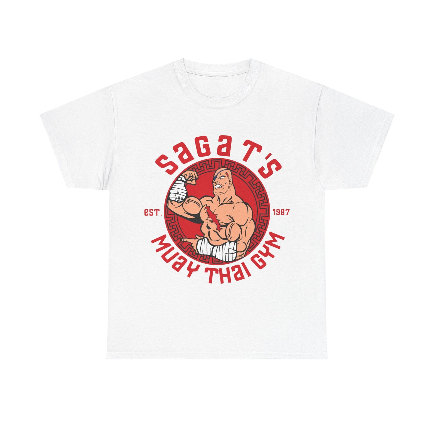 Sagat's Muay Thai Gym Unisex Heavy Cotton Tee - Established 1987 White
