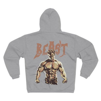 Motivational Beast Unisex Hooded Zip Sweatshirt - Fitness Apparel