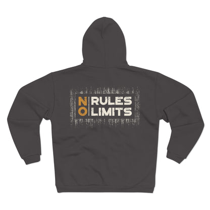 No Rules No Limits Unisex Hooded Zip Sweatshirt - Motivational Casual Wear