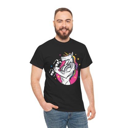 Motivational Unicorn Workout Tee - Unisex Heavy Cotton T-Shirt for Fitness Lovers Black