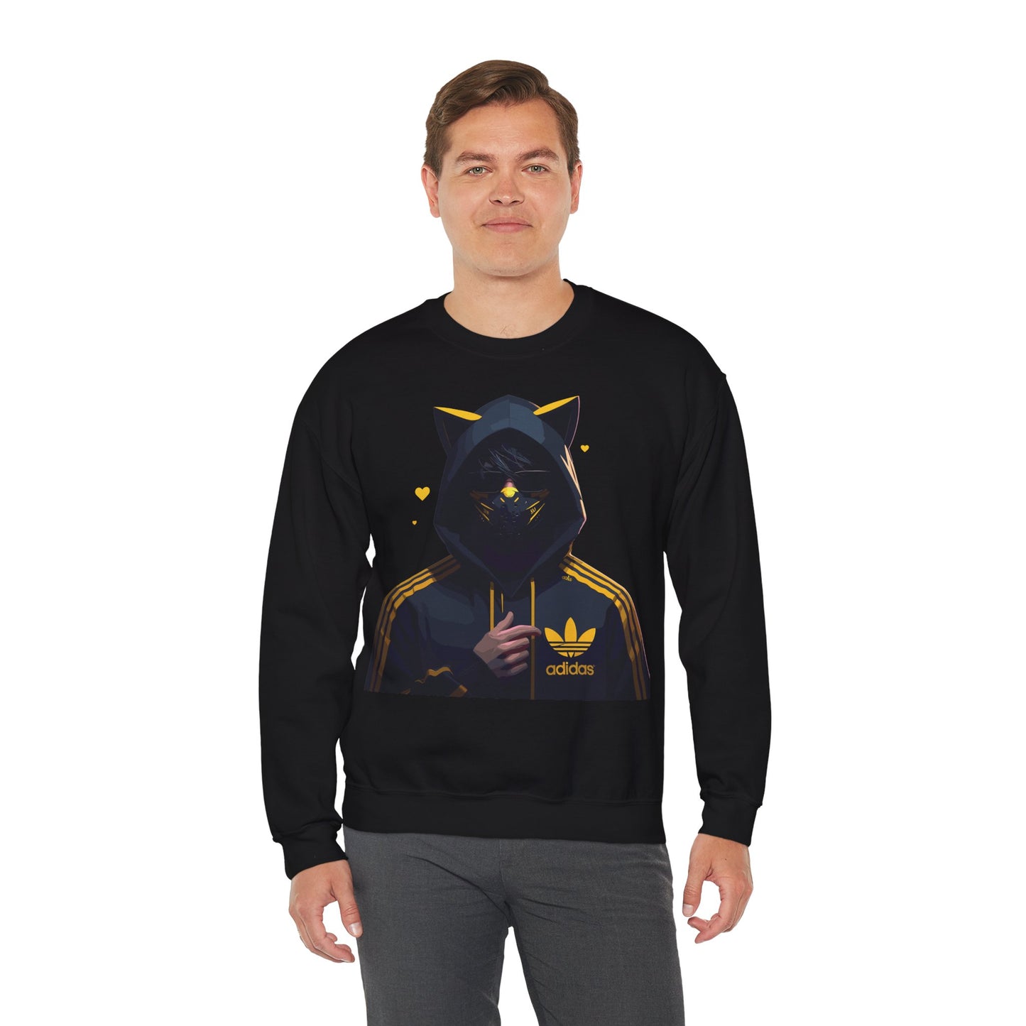 Graphic Unisex Heavy Blend™ Crewneck Sweatshirt - Cat Ears and Cool Vibes