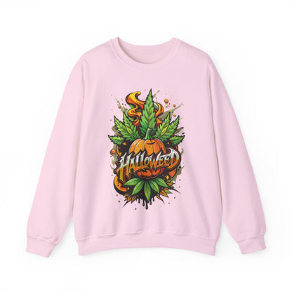 Halloween Pumpkin Graphic Sweatshirt — 'Halloween' Pumpkin & Leaves Illustration