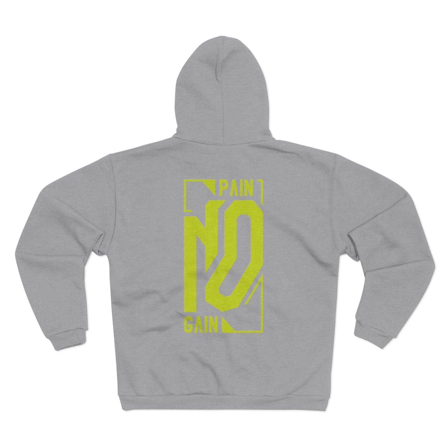 Unisex Hooded Zip Sweatshirt - "No Pain No Gain" Fitness Hoodie