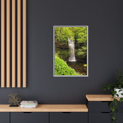 Glacer Waterfall Matte Canvas, Framed (Multi-color)