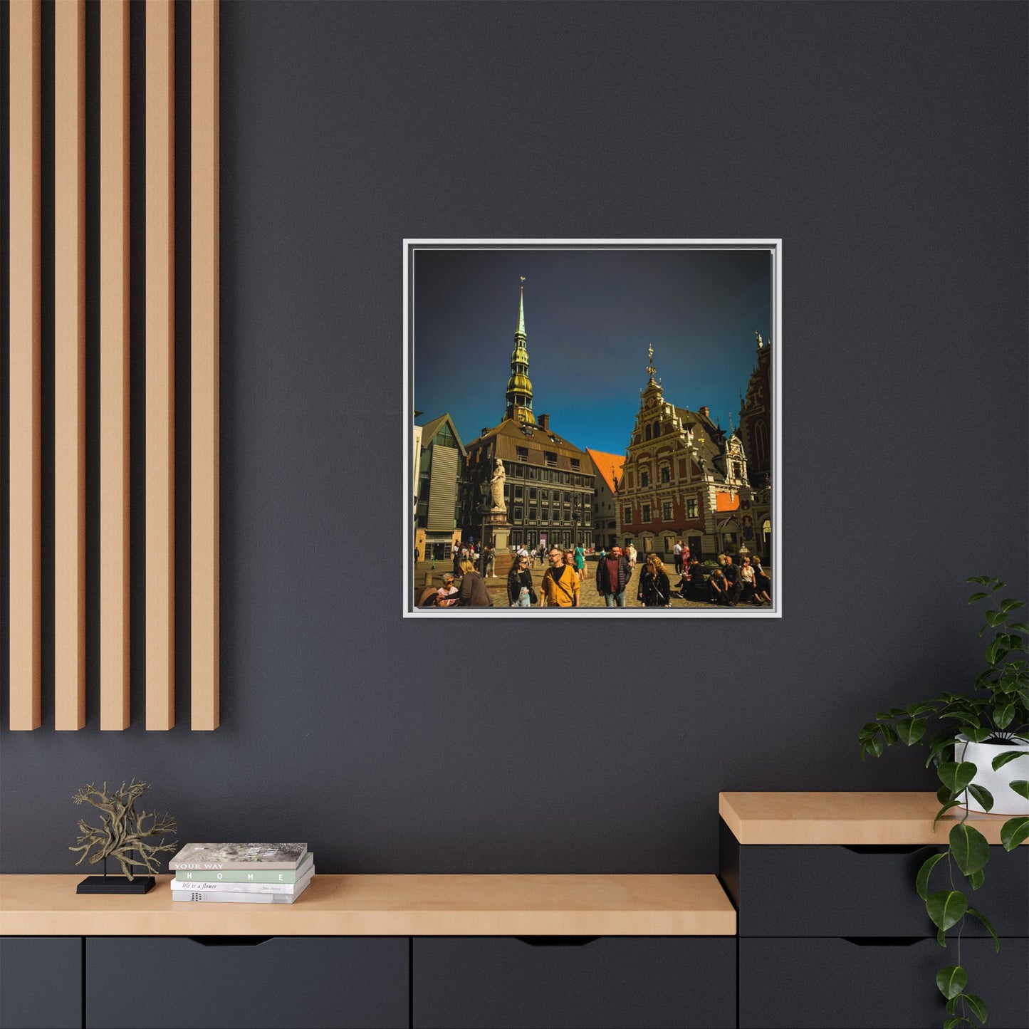 Riga Old Town Matte Canvas, Framed (Multi-color)