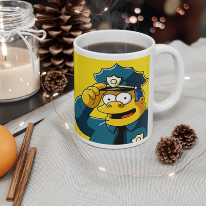 Funny Cartoon Chief Coffee Mug - 11oz & 15oz - Ideal Gift for Police Enthusiasts