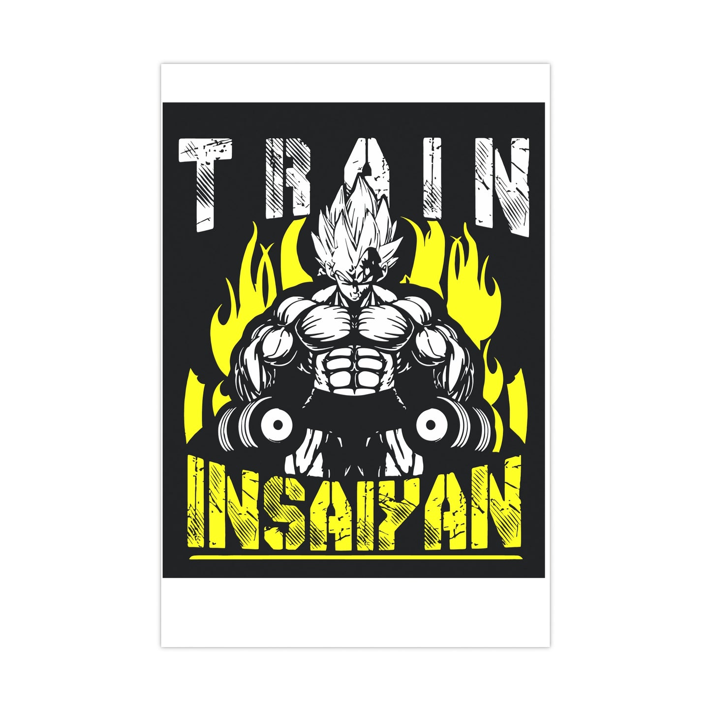Fitness Motivation Matte Poster - Train Insaiyan Art for Home Gym Decor