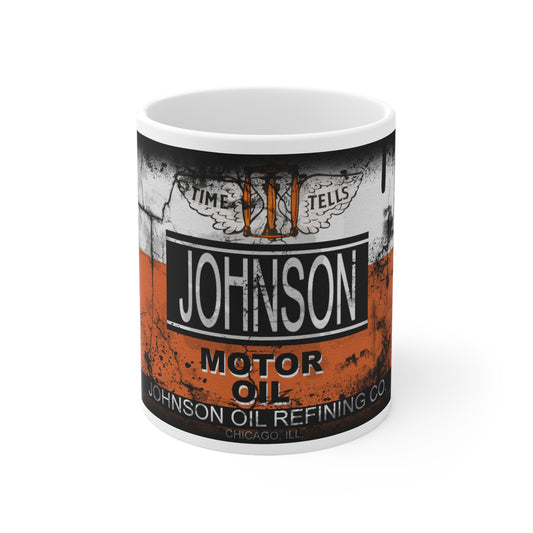 Vintage Johnson Oil Ceramic Coffee Mug | 11oz & 15oz