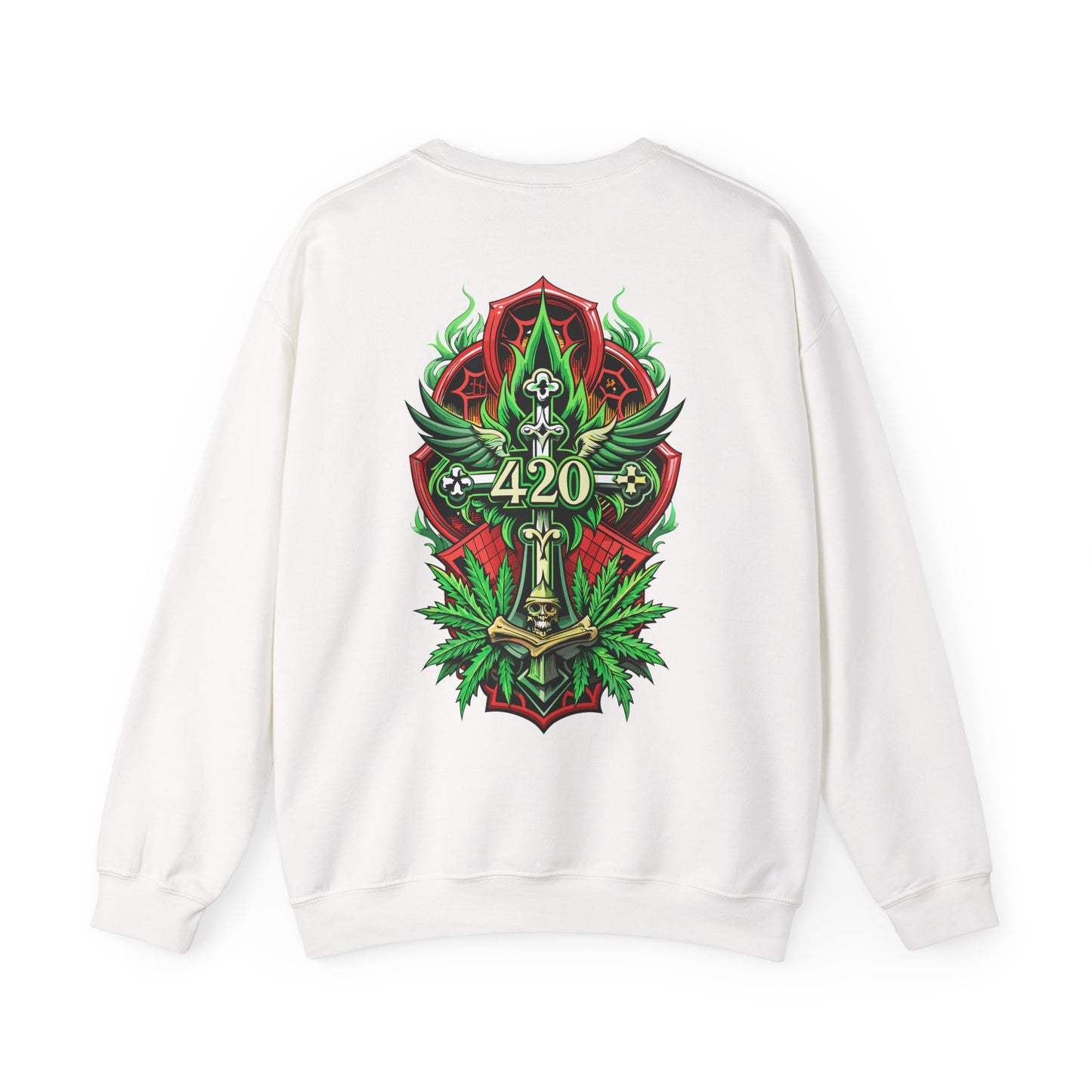 420 Cannabis Shield Sweatshirt – Marijuana Leaf Stoner Graphic