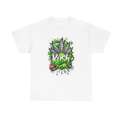 Kush Graffiti T-Shirt — Green Cannabis Leaf Street Art Tee