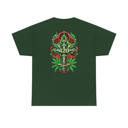 420 Cannabis Shield T-Shirt – Marijuana Leaf Stoner Graphic Tee