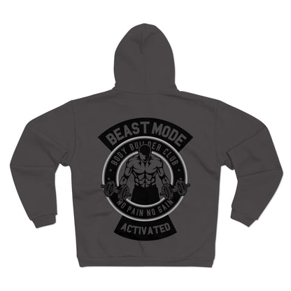 Beast Mode Unisex Hooded Zip Sweatshirt- Body Builder Club Motivation