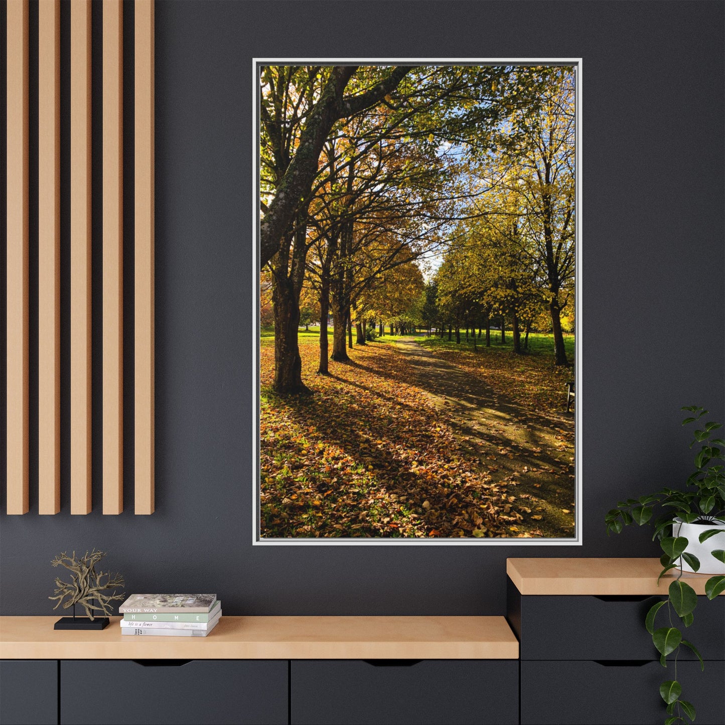 Listowel town Park Autumn Matte Canvas, Framed (Multi-color)