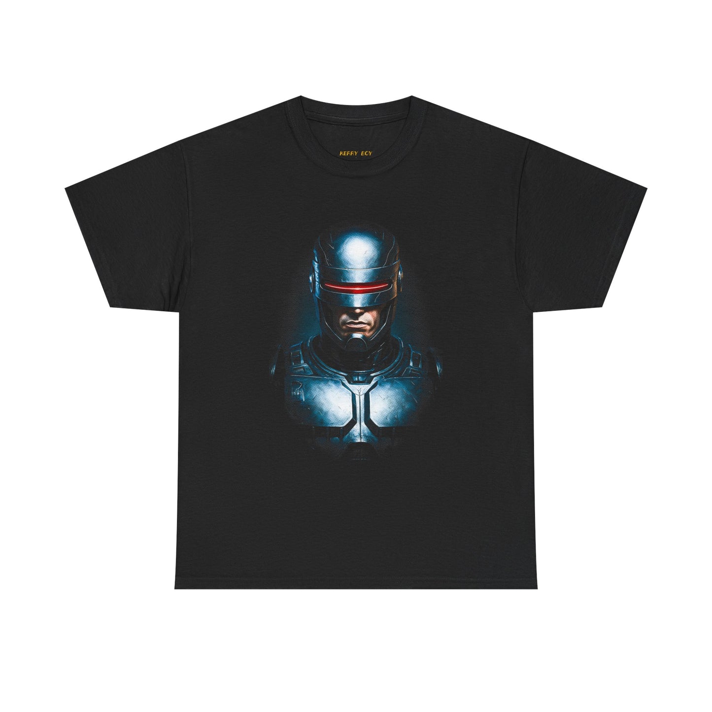 Robo-Guard Graphic Tee — Futuristic Helmet Chest Print