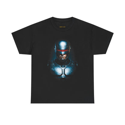 Robo-Guard Graphic Tee — Futuristic Helmet Chest Print