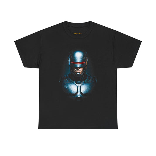 Robo-Guard Graphic Tee — Futuristic Helmet Chest Print