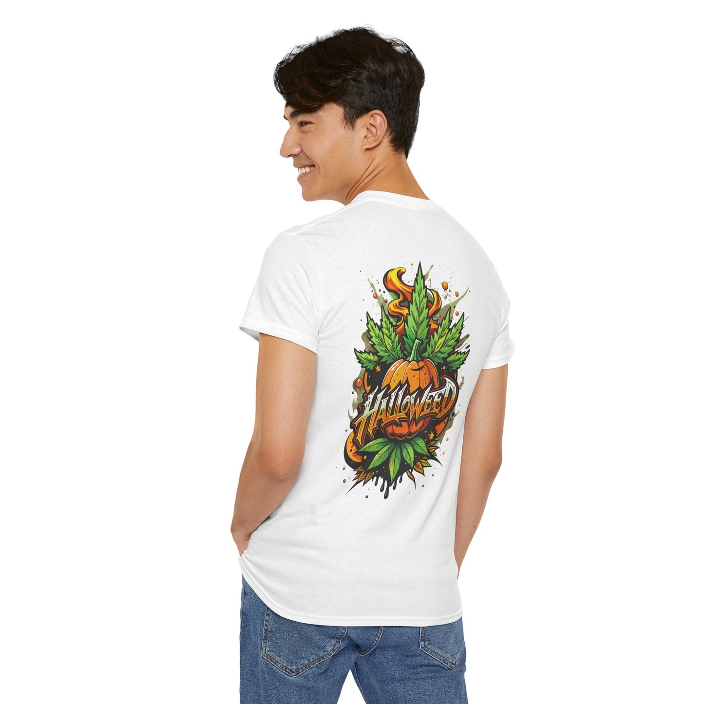 Hallowed Harvest Tee — Halloween Mask & Pumpkin Graphic T-Shirt