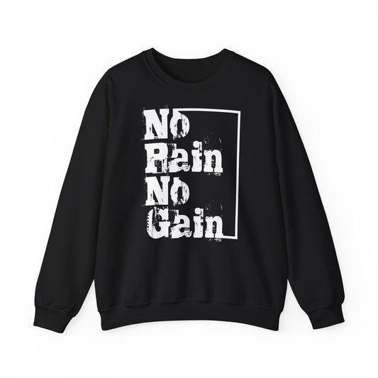 No Rain No Gain Unisex Heavy Blend Crewneck Sweatshirt - Motivational Gym Wear