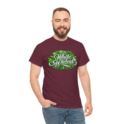 White Widow Graphic Tee — Cannabis Leaf Logo T-Shirt