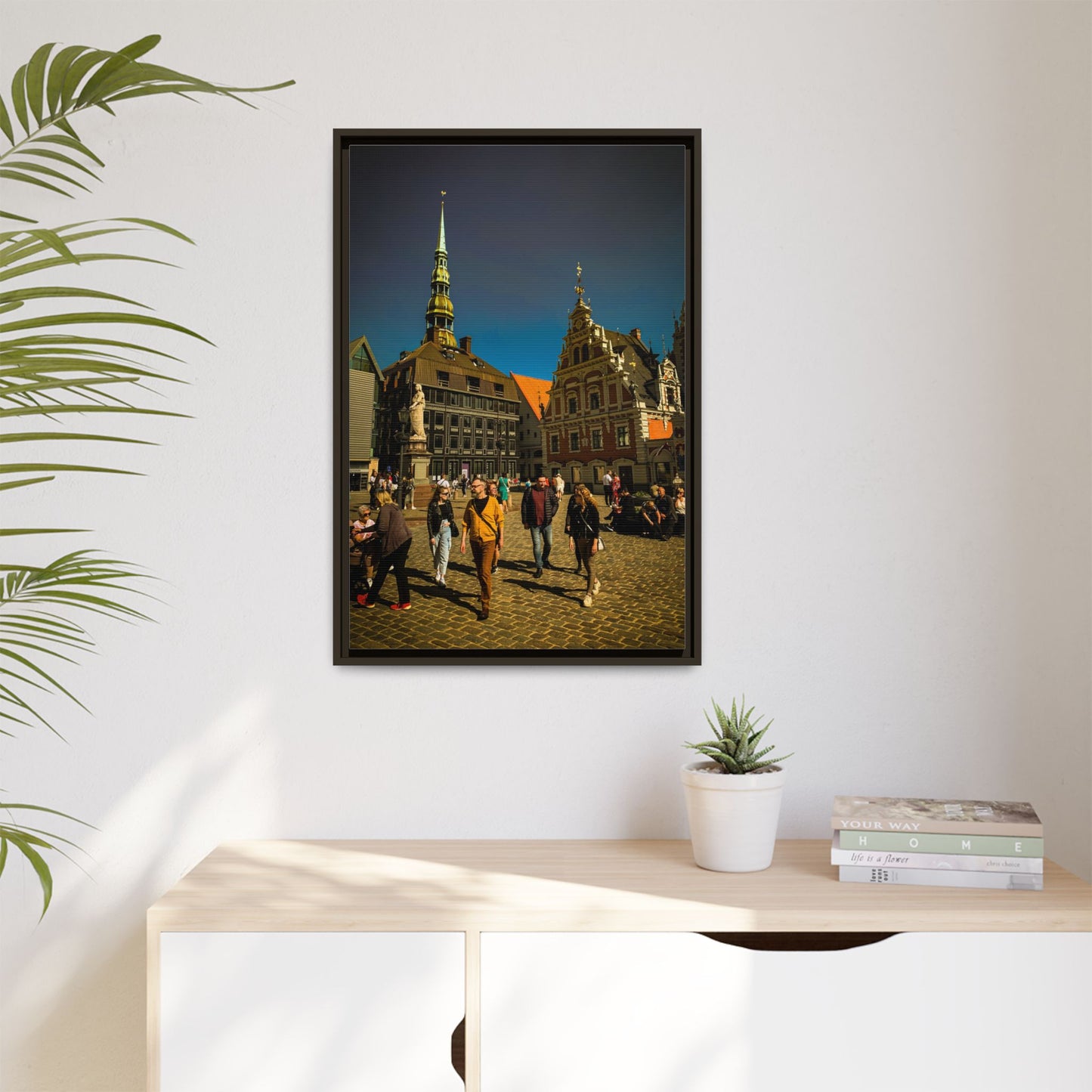 Riga Old Town Matte Canvas, Framed (Multi-color)