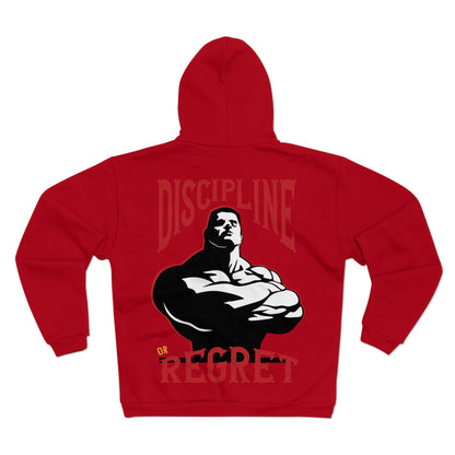 Motivational Unisex Hooded Zip Sweatshirt - 'Discipline or Regret'