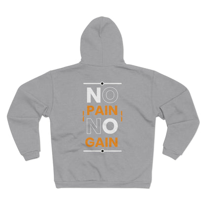 No Pain No Gain Unisex Hooded Zip Sweatshirt - Motivational Gym Wear