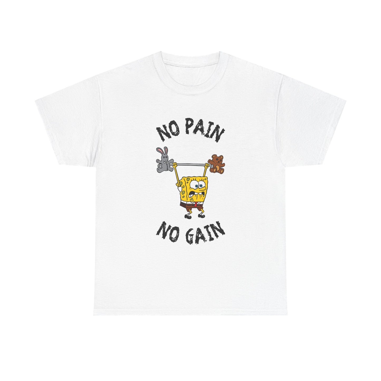 SpongeBob No Pain No Gain White Unisex Heavy Cotton Tee