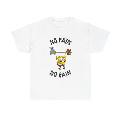 SpongeBob No Pain No Gain White Unisex Heavy Cotton Tee