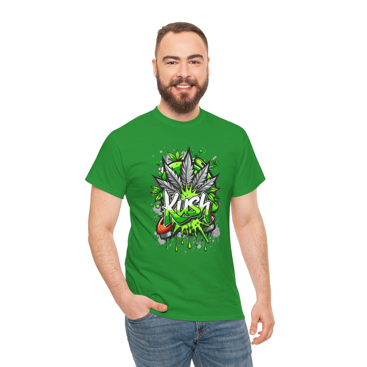 Kush Graffiti T-Shirt — Green Cannabis Leaf Street Art Tee