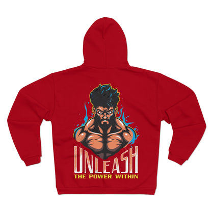Unisex Hooded Zip Sweatshirt - 'Unleash the Power Within' Graphic Hoodie for Motivation and Inspiration