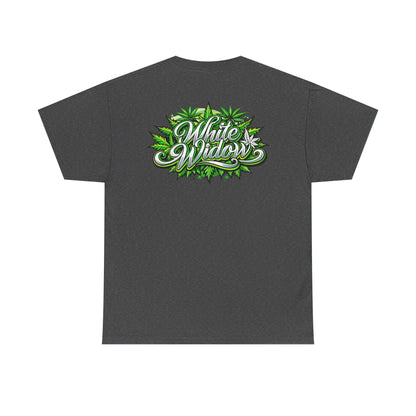 White Widow Graphic Tee — Cannabis Leaf Logo T-Shirt
