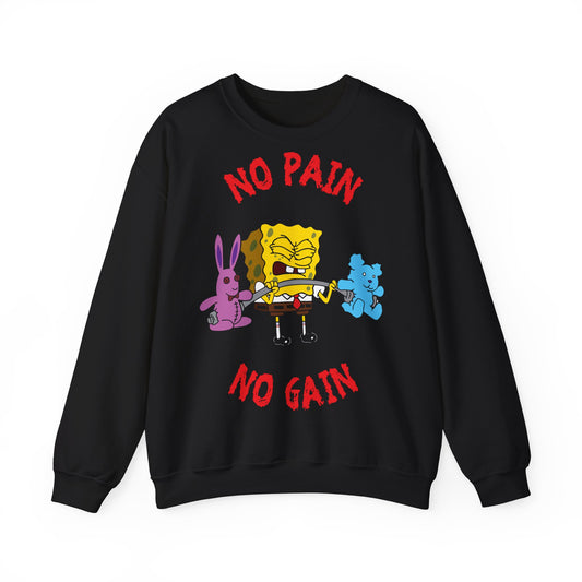 SpongeBob No Pain No Gain Unisex Heavy Blend™ Crewneck Sweatshirtt for Fun & Fitness Lovers Black