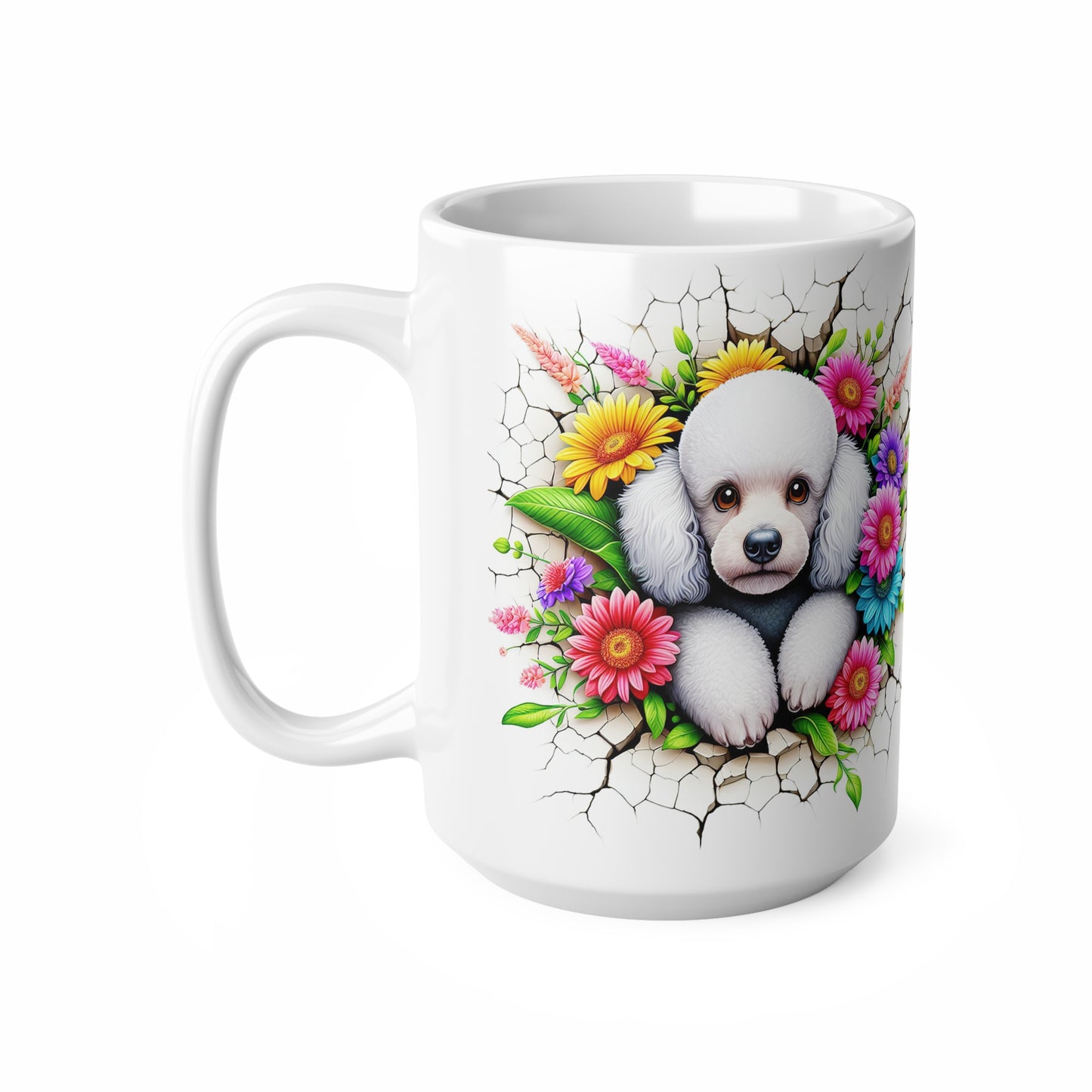 Cute Floral Panda & Poodle Ceramic Coffee Mug – 11oz & 15oz for Animal Lovers