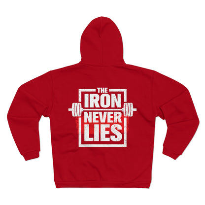 Unisex Hooded Zip Sweatshirt - 'The Iron Never Lies' - Perfect for Fitness Enthusiasts