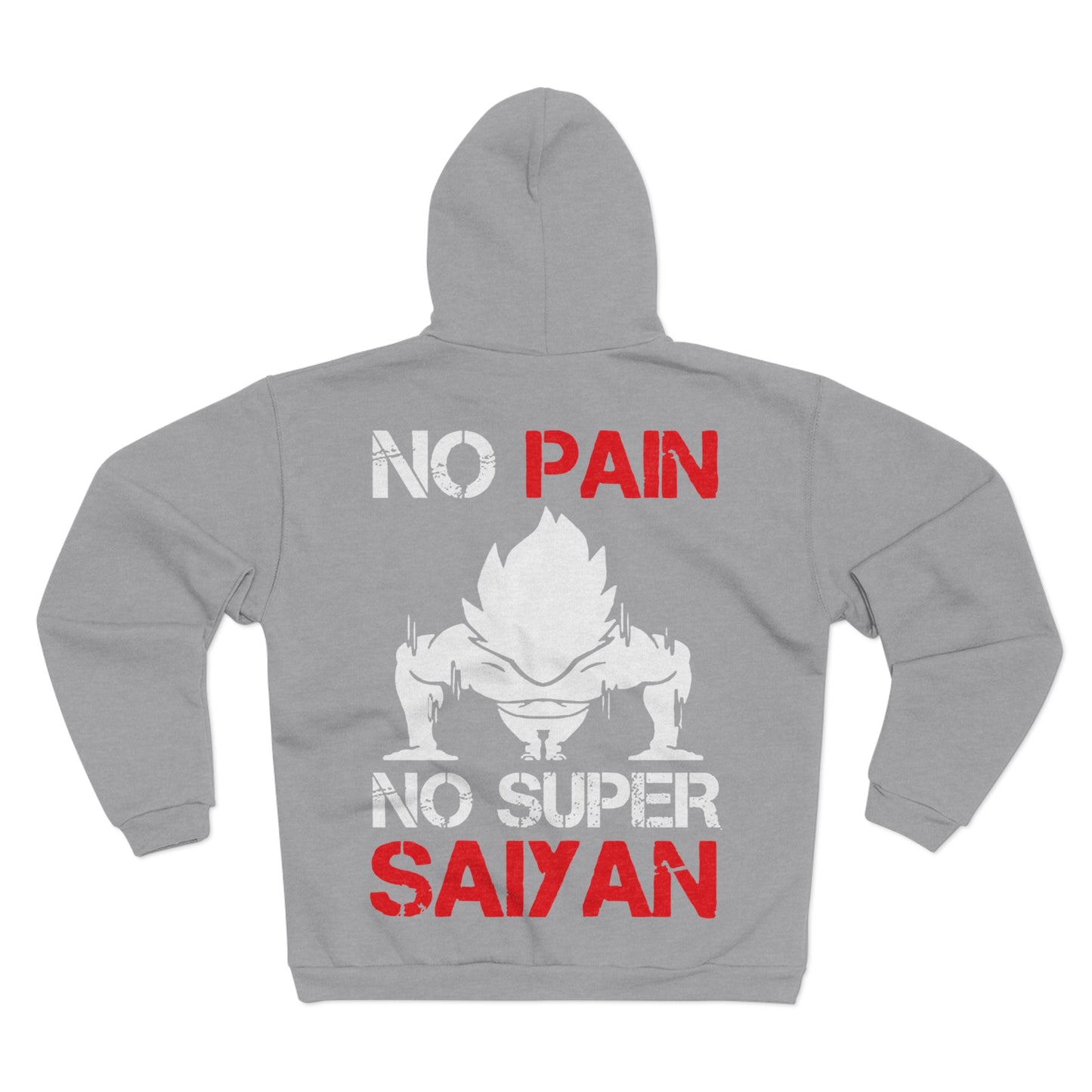 Unisex Hooded Zip Sweatshirt - 'No Pain No Super Saiyan' Motivational Gym Wear