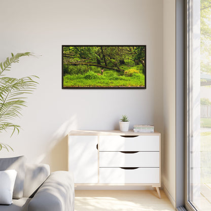 Deer in Ditch Matte Canvas, Framed (Multi-color)