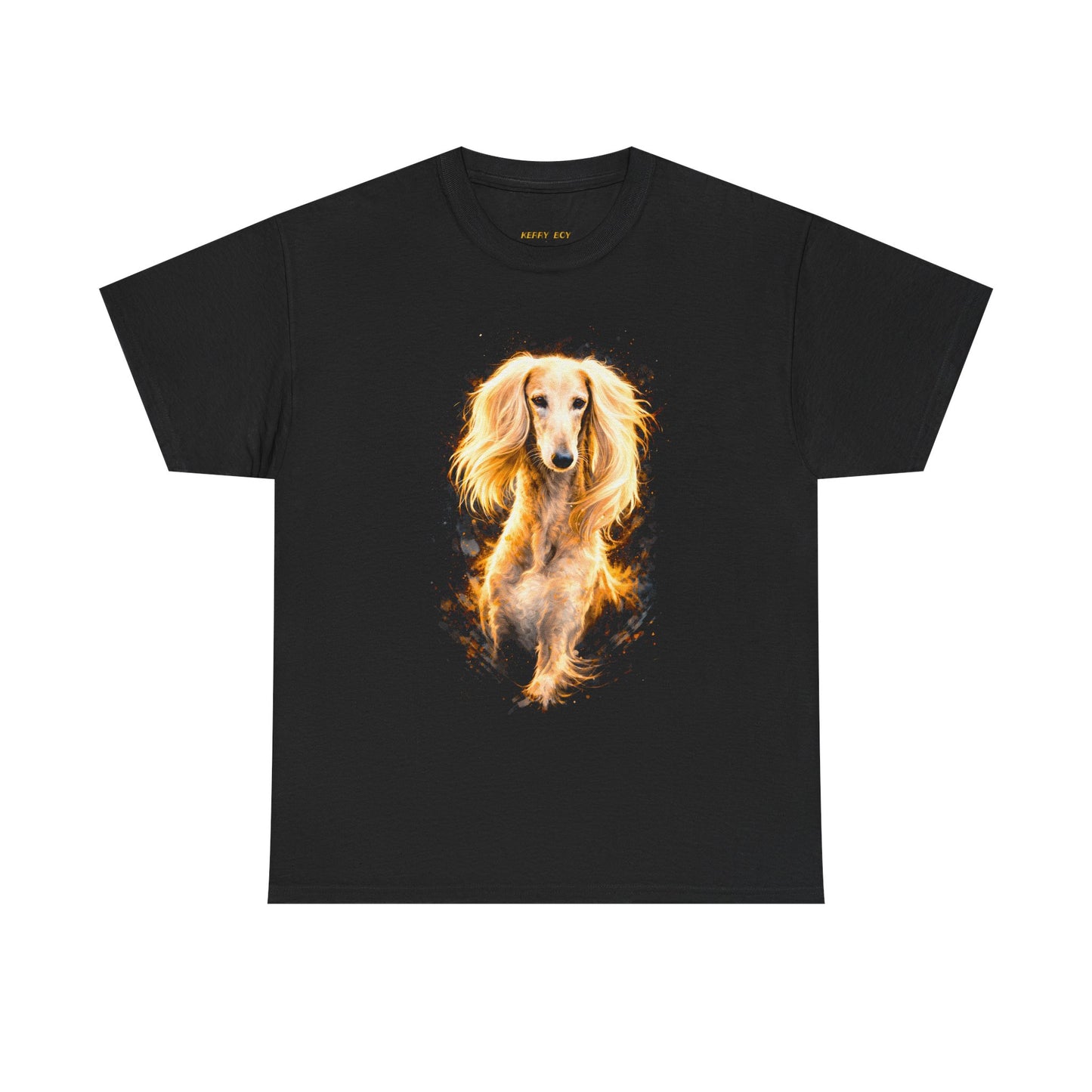 Saaluki Dog Portrait Tee - Golden Saluki Flame Graphic T-Shirt