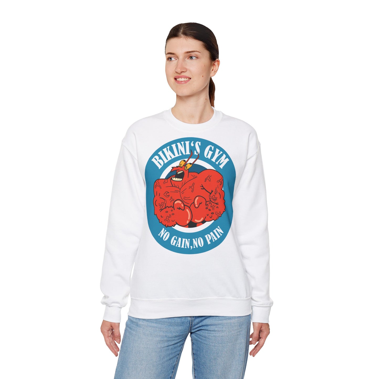 Bikini's Gym Unisex Heavy Blend™ Crewneck Sweatshirt - No Gain, No Pain White