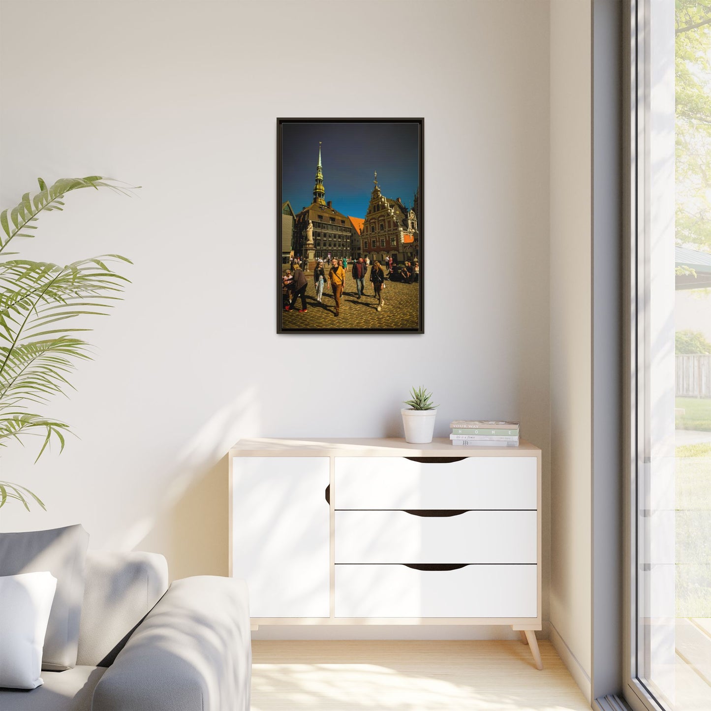 Riga Old Town Matte Canvas, Framed (Multi-color)