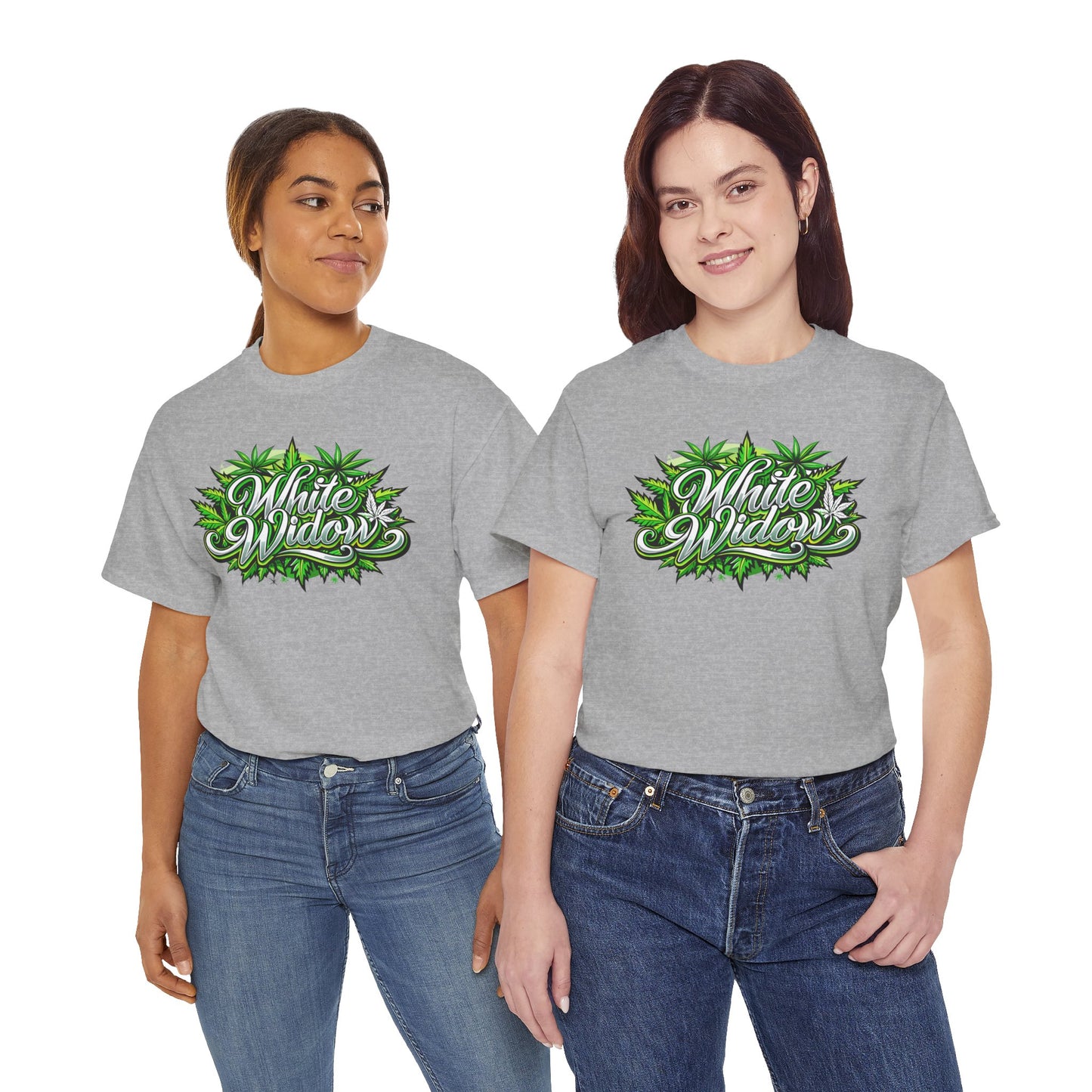 White Widow Graphic Tee — Cannabis Leaf Logo T-Shirt