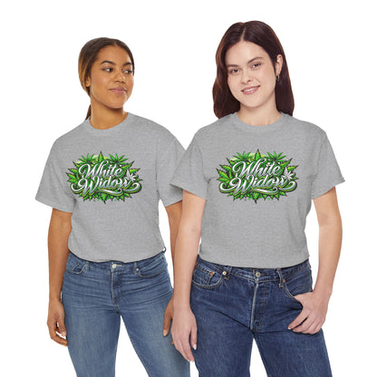 White Widow Graphic Tee — Cannabis Leaf Logo T-Shirt