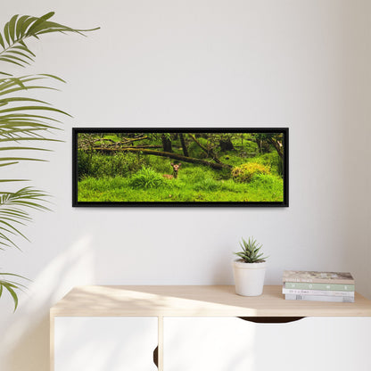 Deer in Ditch Matte Canvas, Framed (Multi-color)