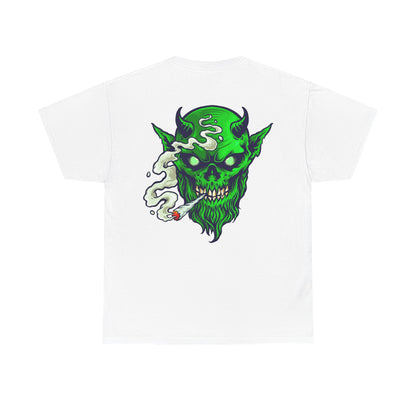 Smoking Green Demon Skull T-Shirt — Creepy Stoner Graphic Tee
