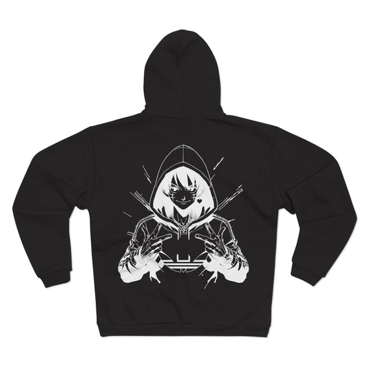 White Graphic Power Unisex Hooded Zip Sweatshirt