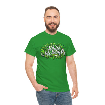White Widow Graphic Tee — Cannabis Leaf Logo T-Shirt