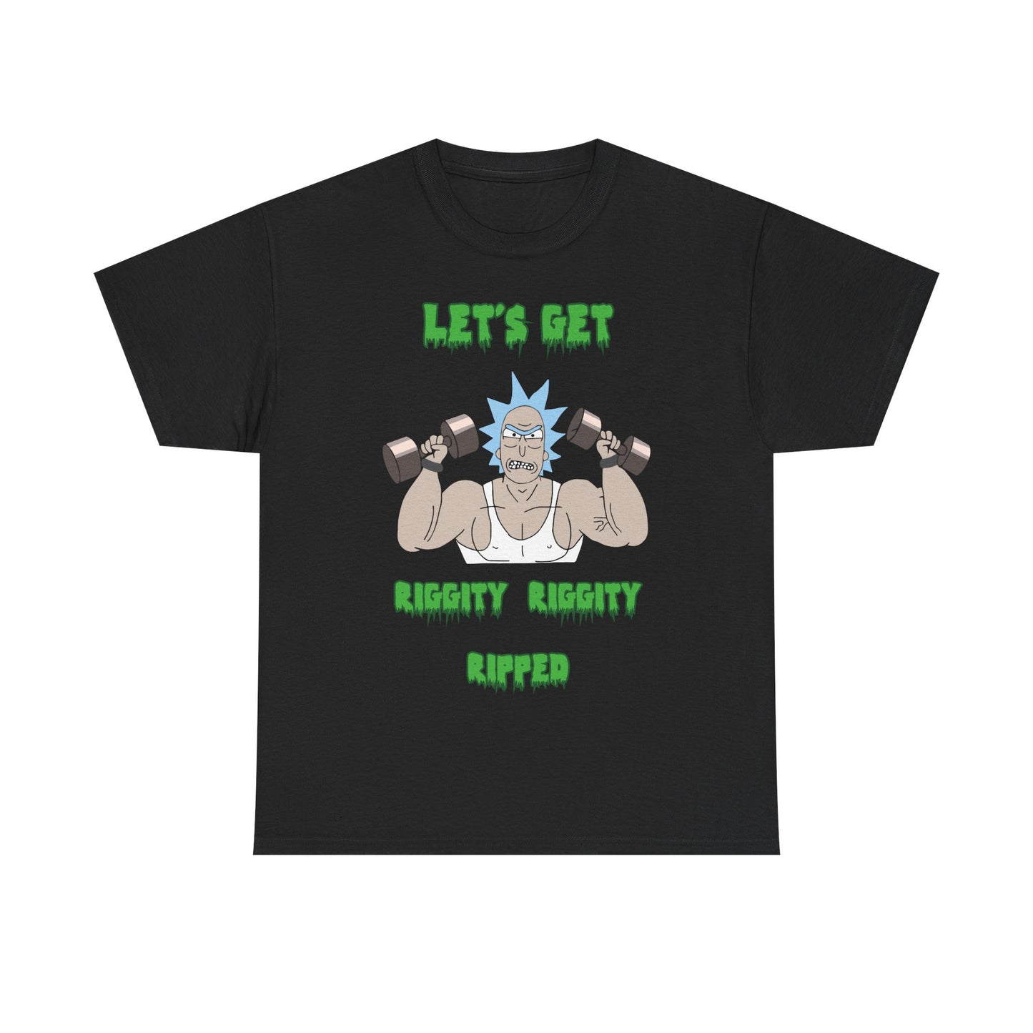 Funny Fitness Unisex Heavy Cotton Tee - "Let's Get Riggity Ripped" Black